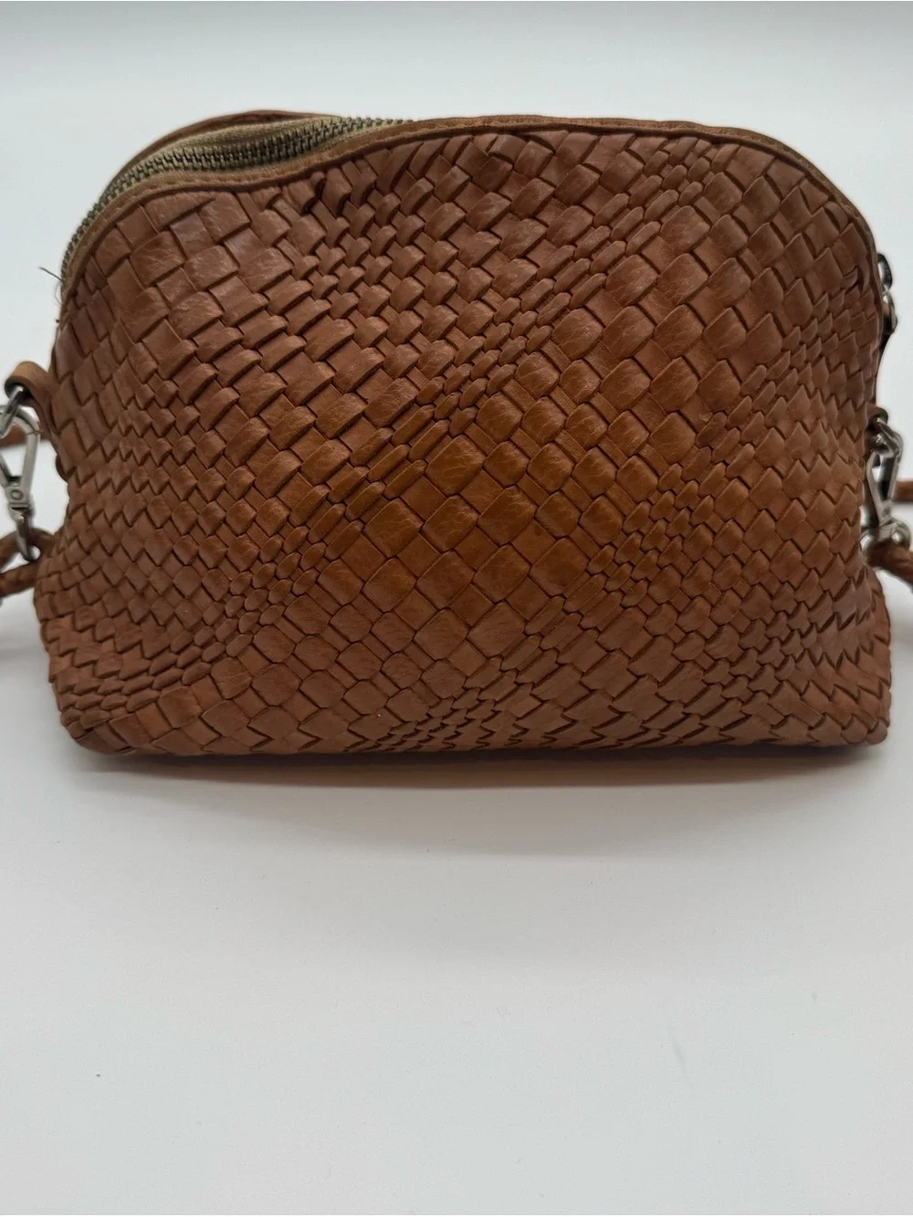 Dragon diffusion Woven Leather Crossbody Bag - Brown